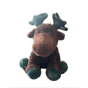 Foco Brown Green Buffalo Plaid Antlers Jazz Moose Plush Stuffed Animal 12”
